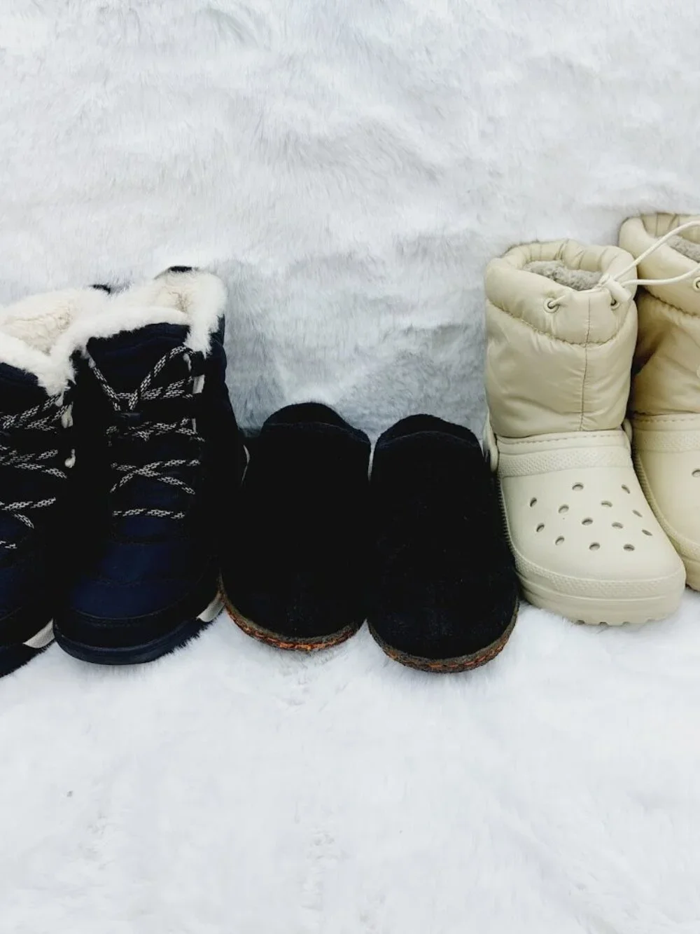Set of 3 Sorel Crocs Girl's Black Cream Faux-Fur Snow Winter Boots Size US 3